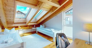 2 bedrooms, desk, iron/ironing board, travel cot