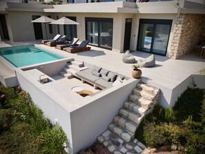 Outdoor pool - [NEW] Villa Noush, majestic view, infinity pool, Adults Only (Finikas)