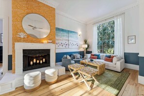 TV, fireplace, video games, books