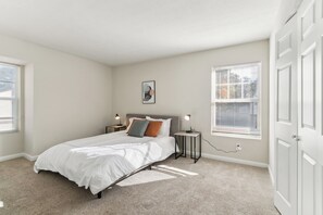 2 bedrooms, desk, iron/ironing board, travel crib