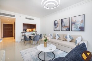 Living area - Boulevard Point with &Burj Fountain View (Dubai)