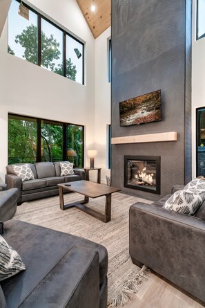 TV, fireplace, offices