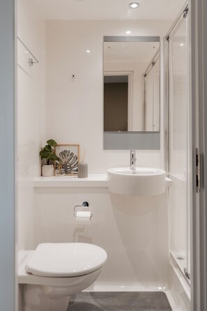 Dusche, Handtücher, Toilettenpapier