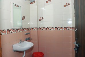 Shower, towels, soap, shampoo