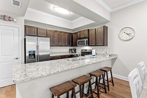 Fridge, microwave, oven, stovetop - Alerio Luxury Beach Condo! Walk to Beach! Near Pool, Hot Tub, Walk-out Patio. (Miramar Beach)