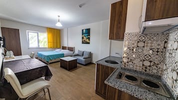 Estudio, vista a la ciudad | Escritorio, espacio para trabajar con laptop y wifi gratis
