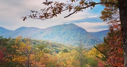 Unbelievable Mountainside Views, Charming Cabin WiFi, AC, Gas Fireplace, Loft.