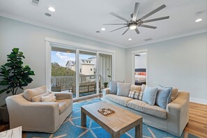 Smart TV, fireplace, table football