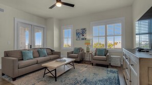 Condo, Multiple Beds, Patio, Garden View (Redfish Village M-2 422 - Deja Blue) | Living area | 42-inch flat-screen TV with digital channels