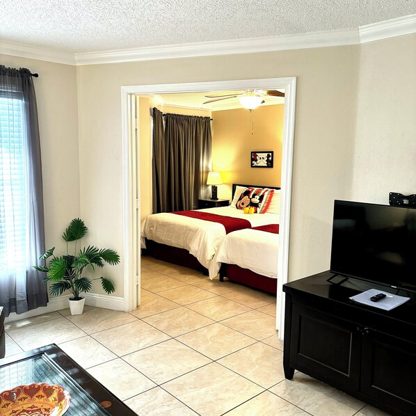 1 bedroom, iron/ironing board, travel crib, WiFi