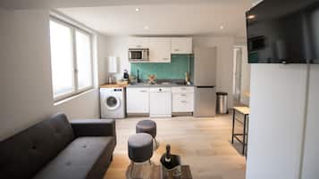 Departamento de diseñador, con acceso para personas discapacitadas, baño en la habitación (Le Lagon) | Cocina compartida
