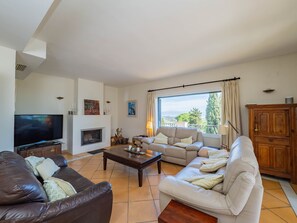 Televisión y chimenea 