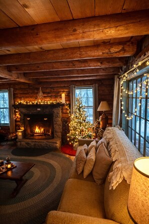 TV connectée, cheminée, chaîne hi-fi