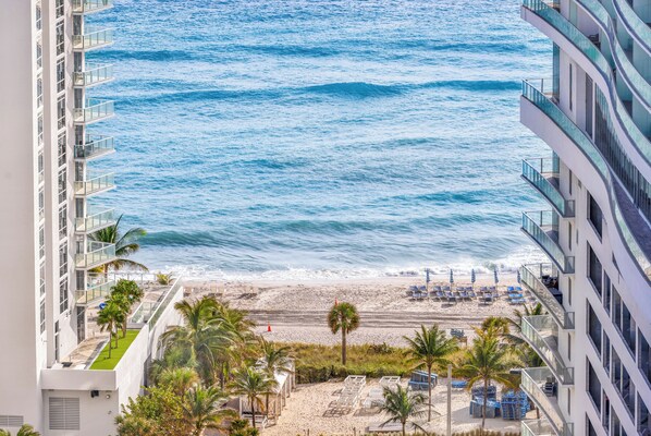 Playa en los alrededores y camastros