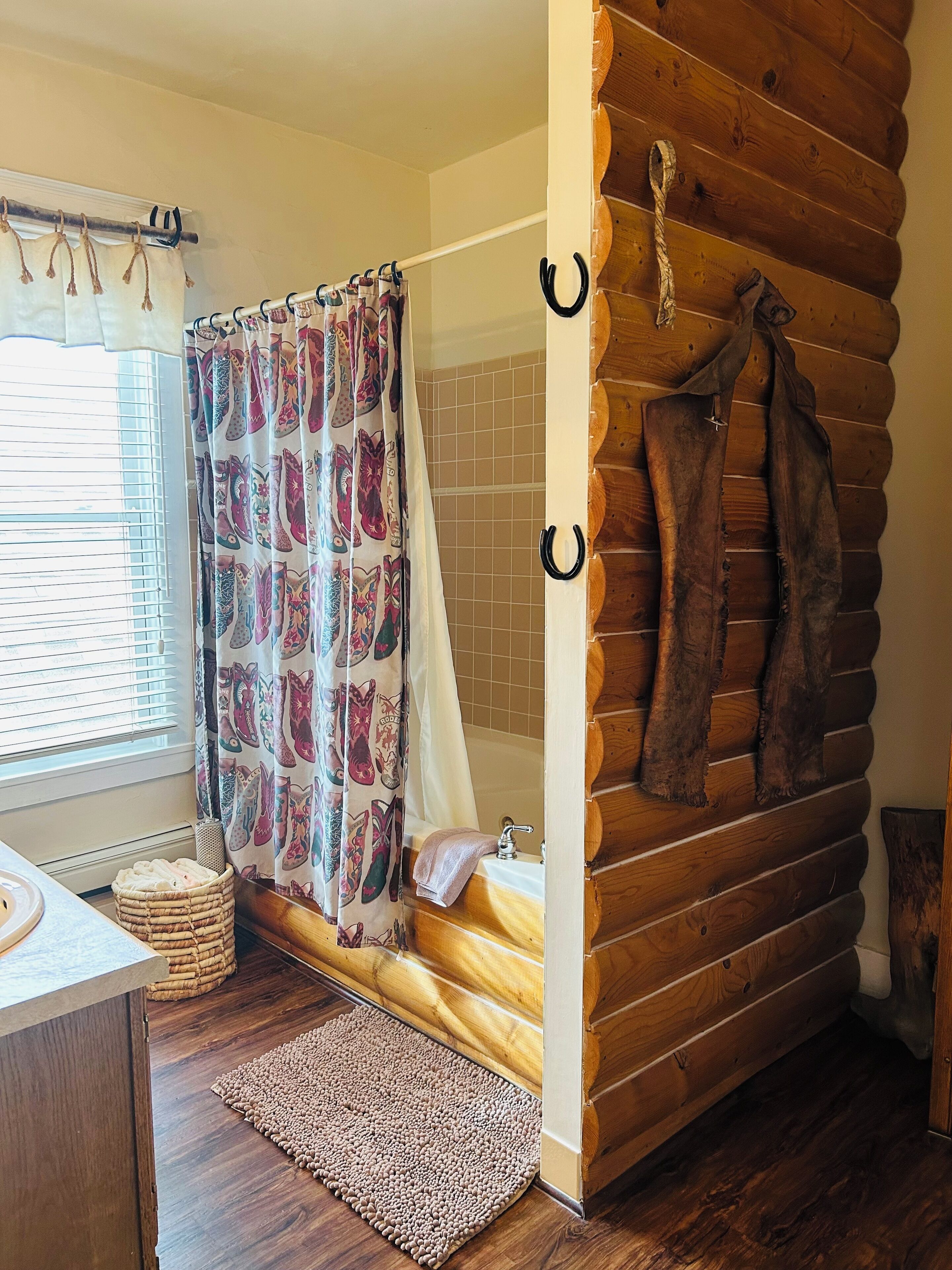 Honeymoon Suite Hitchin' Post Suite ( Upstairs) | Bathroom | Hair dryer, towels, soap, shampoo
