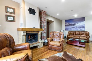 Télévision, cheminée, lecteur de DVD