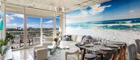 Smart TV, mesa de ping pong, libros, estéreo