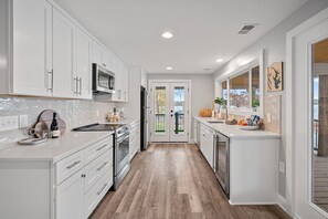 Fridge, microwave, oven, stovetop - Azalea Point by SoCharm | Quaint Lakefront Retreat (Sherrills Ford)