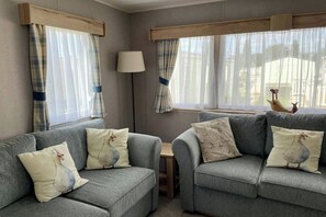 Een televisie en een open haard