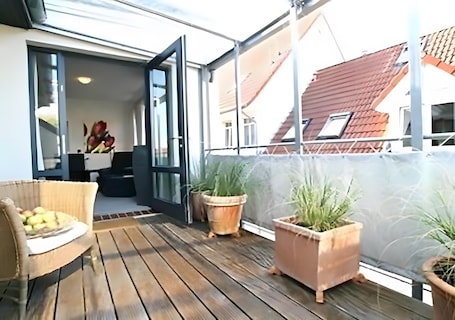Terrace/patio. Apartment 'Ferienwohnung 2 Klün's' with Private Terrace, Balcony and Wi-Fi