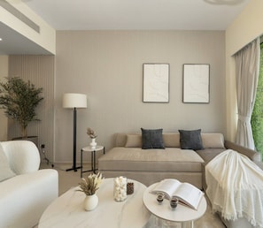 Sitting area with plush sofa