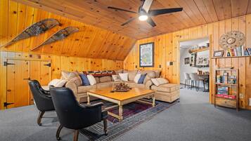 Télévision, cheminée, espaces bureaux