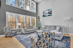 TV, fireplace, video games