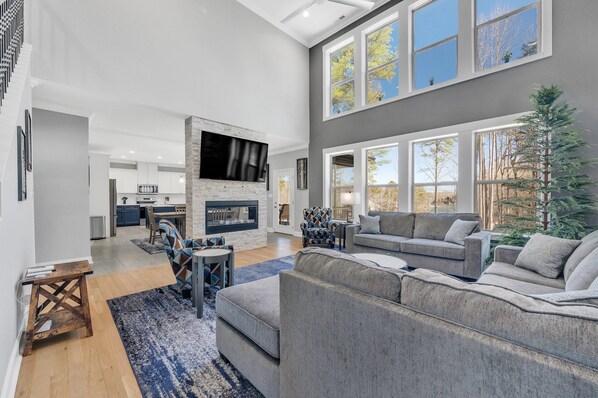 TV, fireplace, video games