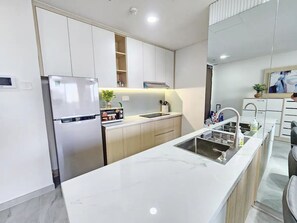 Appartement Deluxe, 2 chambres, vue ville | Cuisine privée