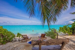 Private beach nearby, white sand