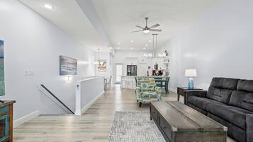 Townhome, Multiple Beds, Patio, Garden View (6724 Thomas Dr) | Living area | 50-inch flat-screen TV with digital channels