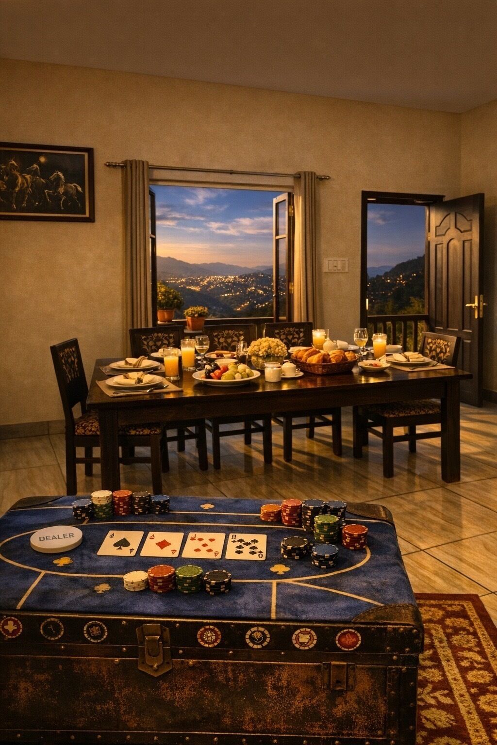 ห้องแฟมิลี่, วิวภูเขา | บริเวณนั่งเล่น | ทีวีจอแบน, ของเล่น, จอคอมพิวเตอร์, เครื่องพิมพ์