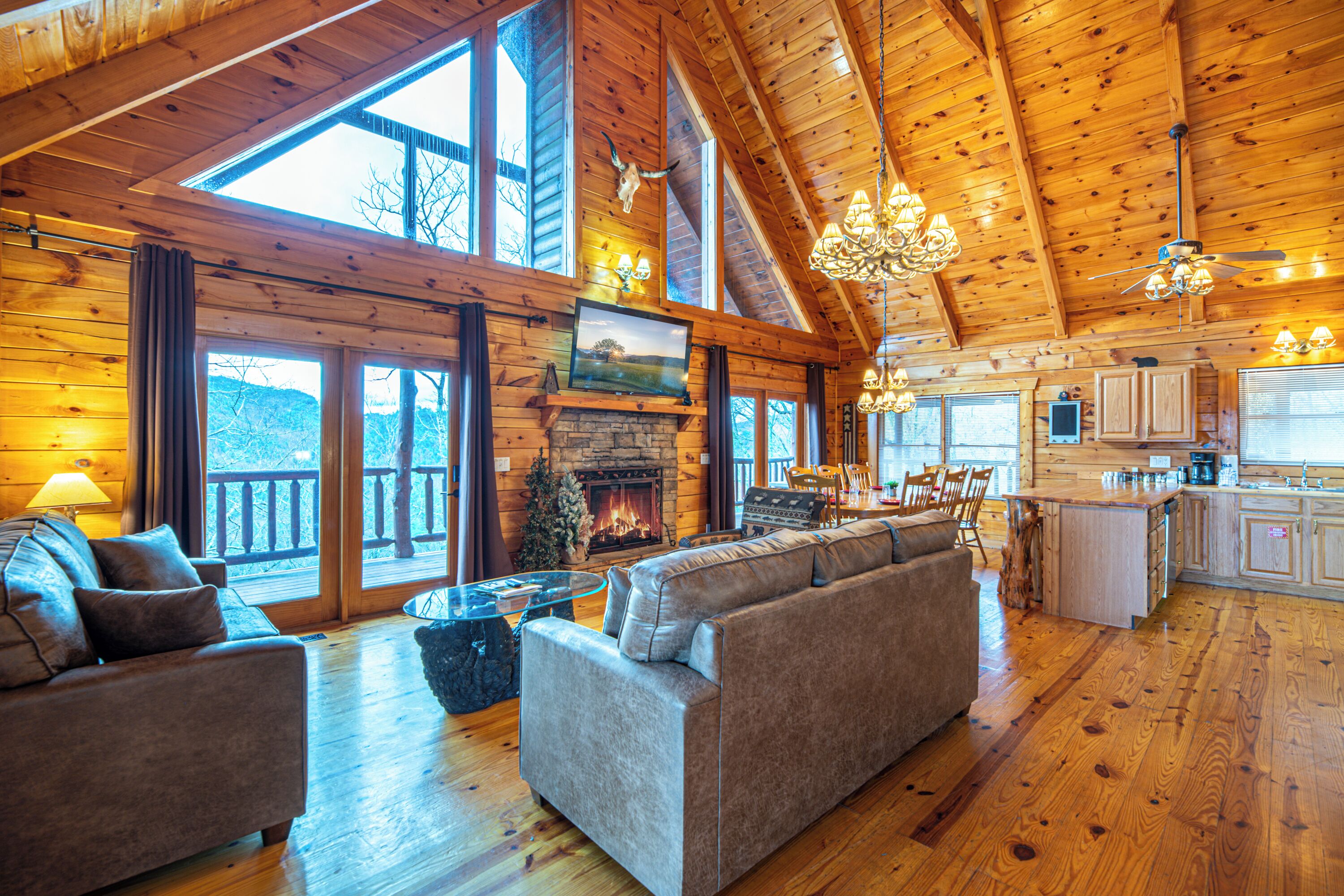 Smart TV, fireplace, table football