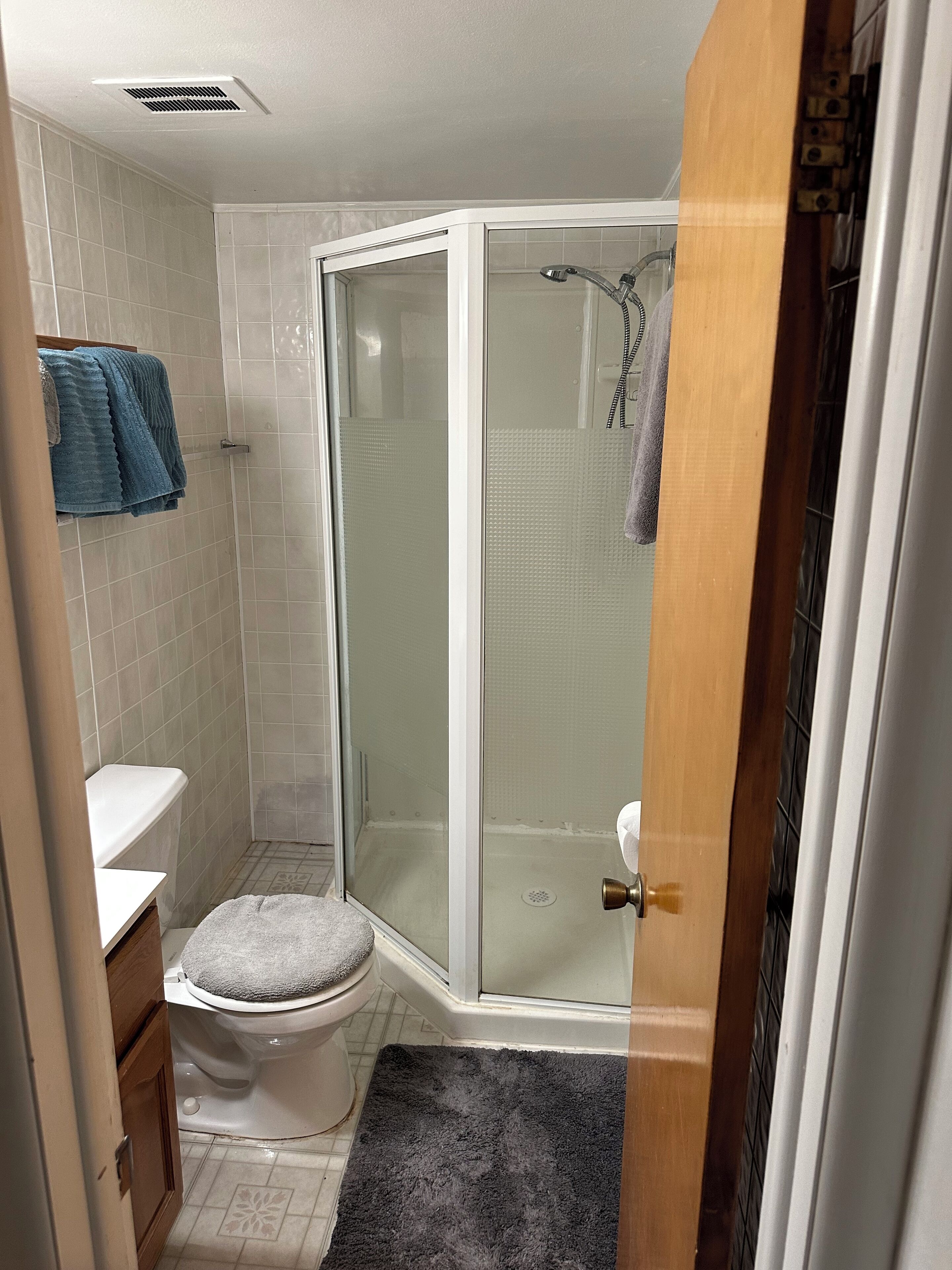 Towels, soap, shampoo, toilet paper