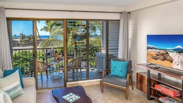 Luxury-Apartment, Meerblick, am Strand | Wohnbereich