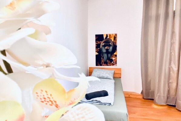 1 makuuhuone, vuodevaatteet