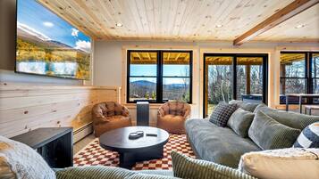 Smart TV, fireplace, video games, ping pong