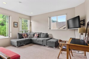 スマートテレビ、暖炉、DVD プレーヤー、ビデオライブラリ