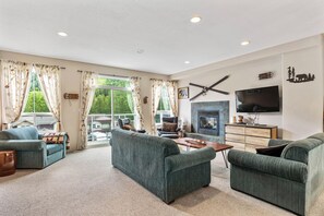 Smart TV, fireplace, DVD player, video library