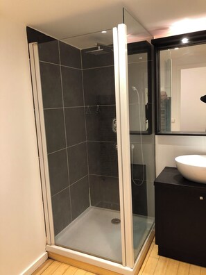 Jetted tub, hair dryer, toilet paper