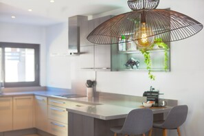 Villa | Private kitchen | Fridge, oven, cookware/dishes/utensils - Modern Villa Near Costabella Beach (Marbella)