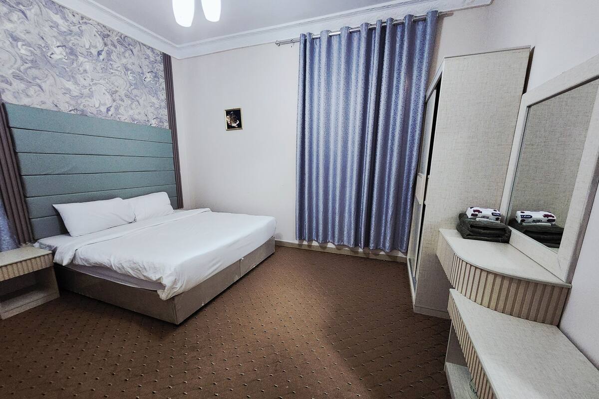 Blackout curtains, soundproofing, iron/ironing board (on request)