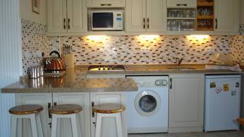 Fridge, microwave, oven, electric kettle