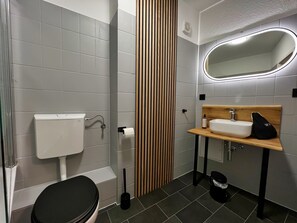 Secador de pelo, toallas, papel higiénico