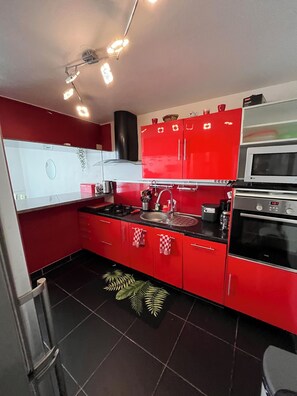 Fridge, microwave, oven, stovetop - Large family apartment for 6 to 10 people (1 BB bed available) (Strasbourg)