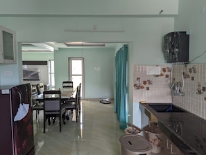 Private kitchen -  1st floor 3-bedroom beachfront apartment in Visakhapatnam with AC, WiFi (Visakhapatnam)