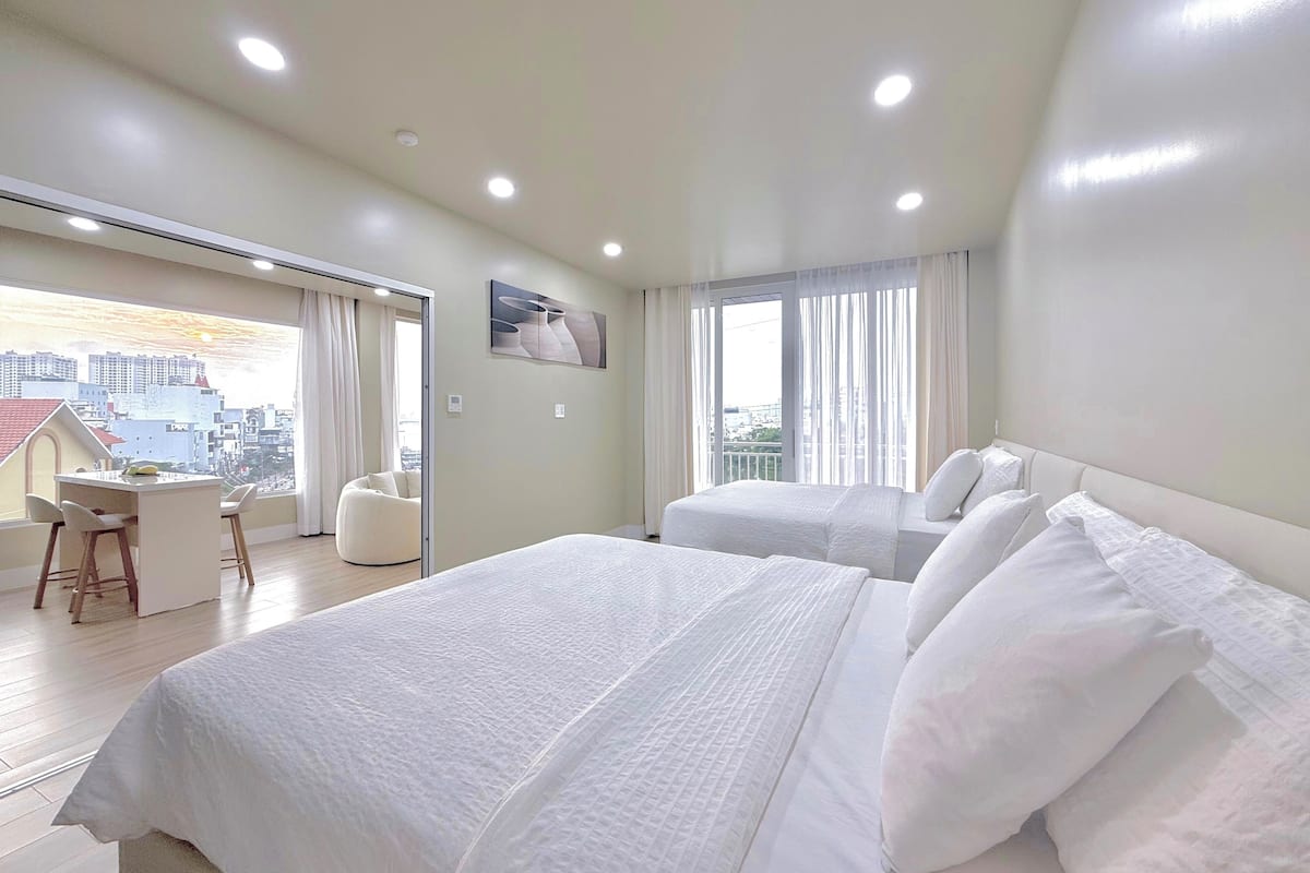 Luxury Room, 2 Queen Beds, Balcony, River View | Premium bedding, individually decorated, individually furnished