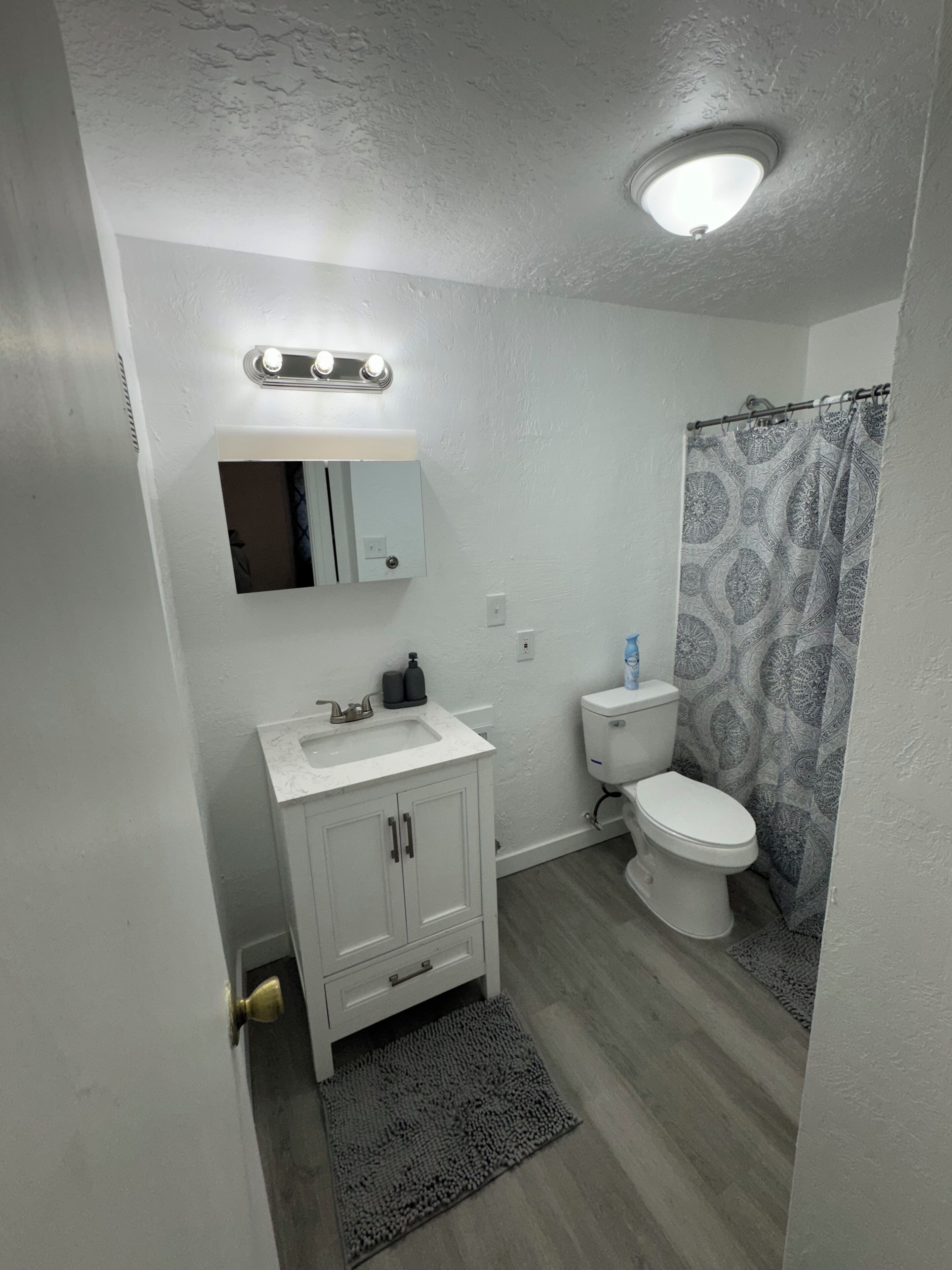 Serviettes fournies, savon, papier de toilette