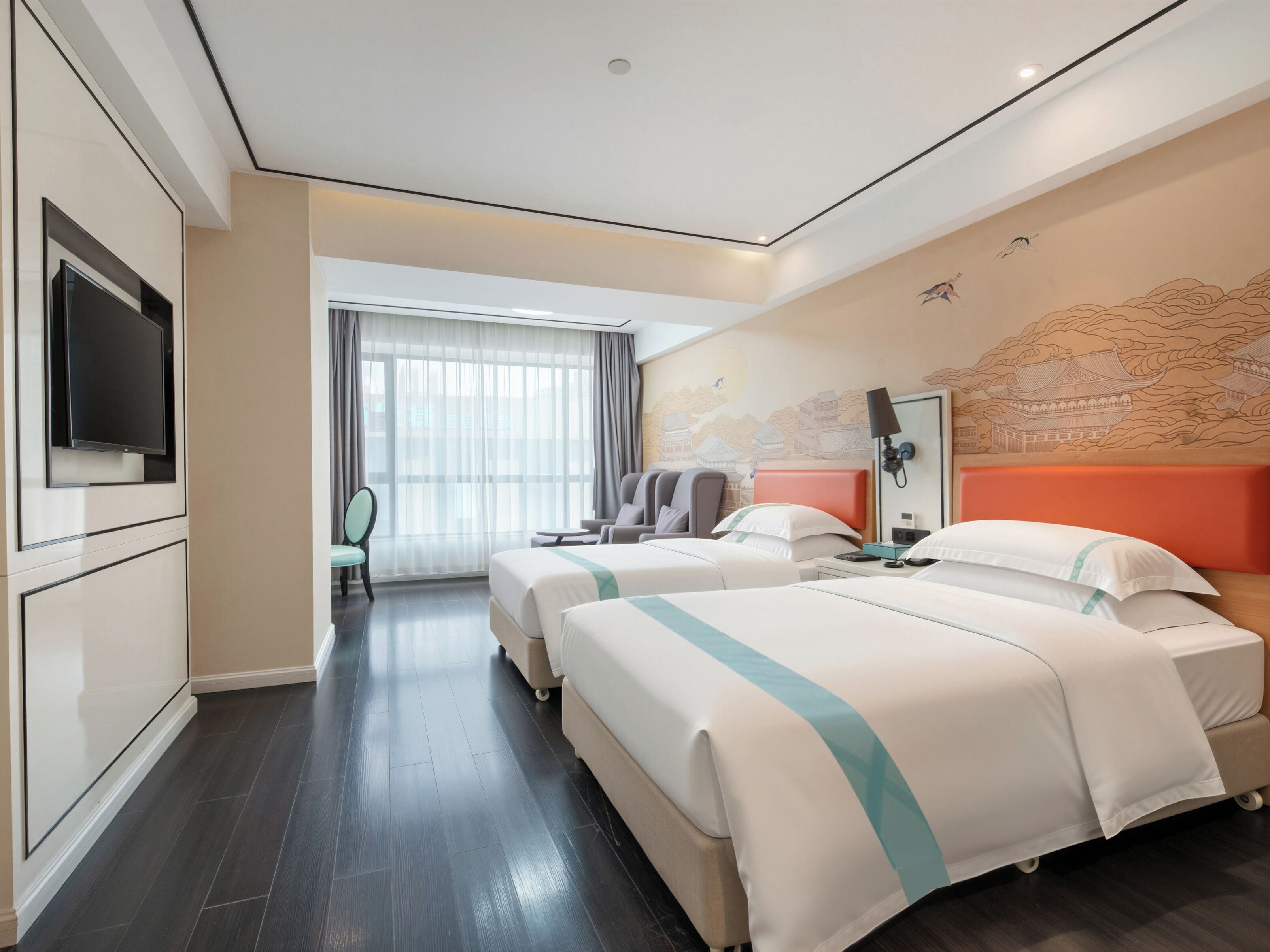 Superior Twin kamer, uitzicht op stad | Hypoallergeen beddengoed, donzen dekbedden, Select Comfort-bedden