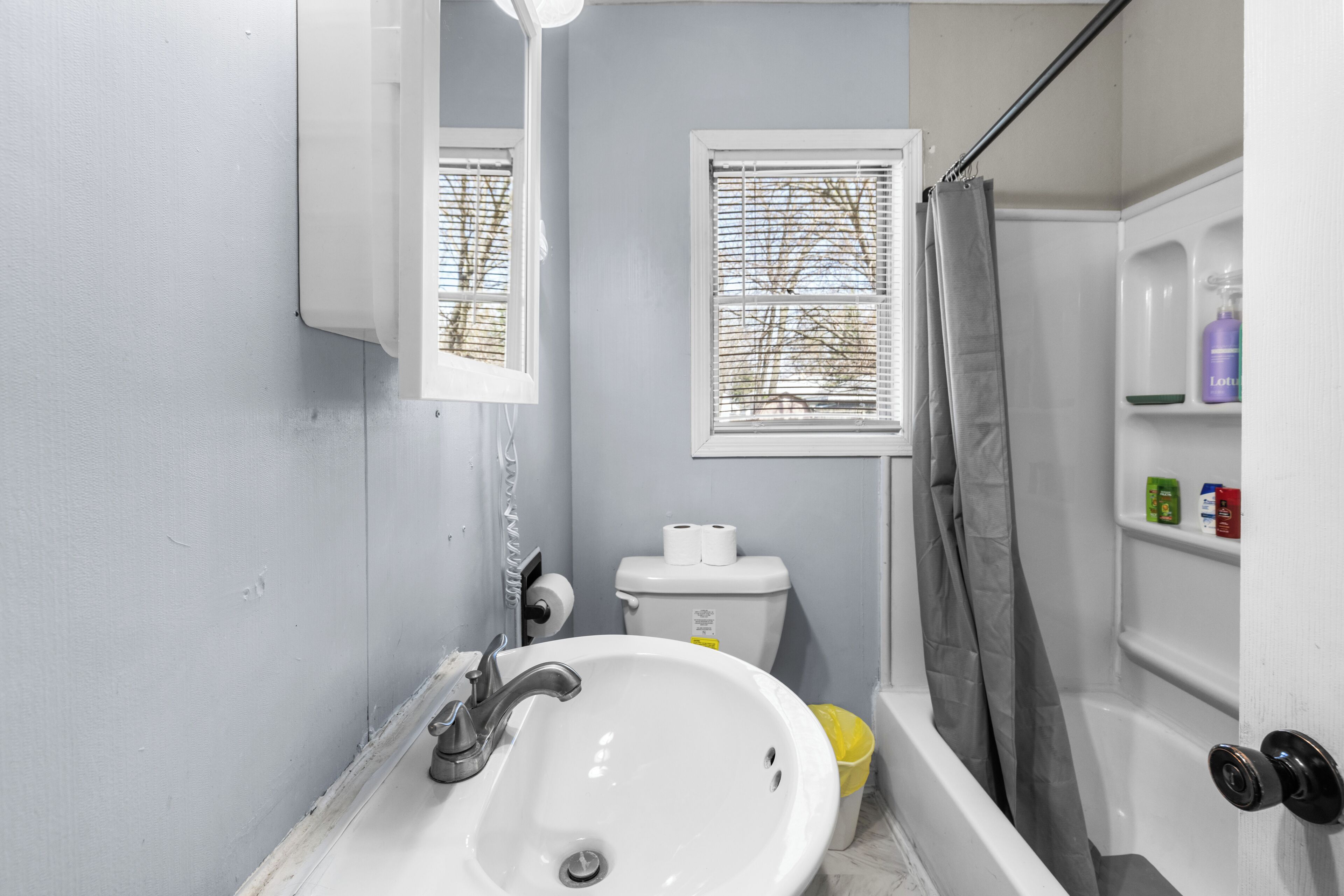 Towels, soap, shampoo, toilet paper
